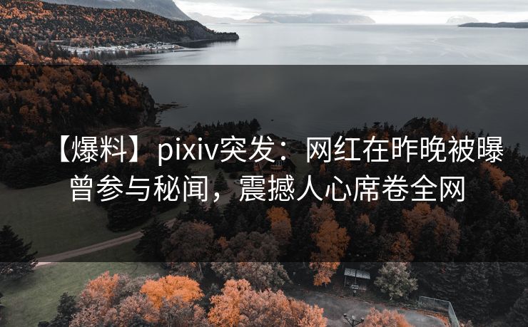 【爆料】pixiv突发：网红在昨晚被曝曾参与秘闻，震撼人心席卷全网