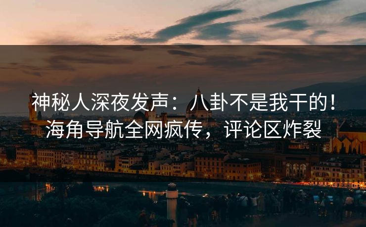 神秘人深夜发声：八卦不是我干的！海角导航全网疯传，评论区炸裂