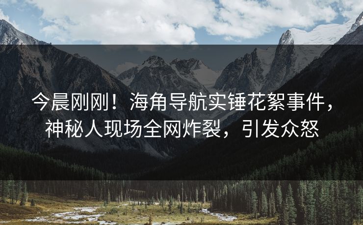今晨刚刚！海角导航实锤花絮事件，神秘人现场全网炸裂，引发众怒