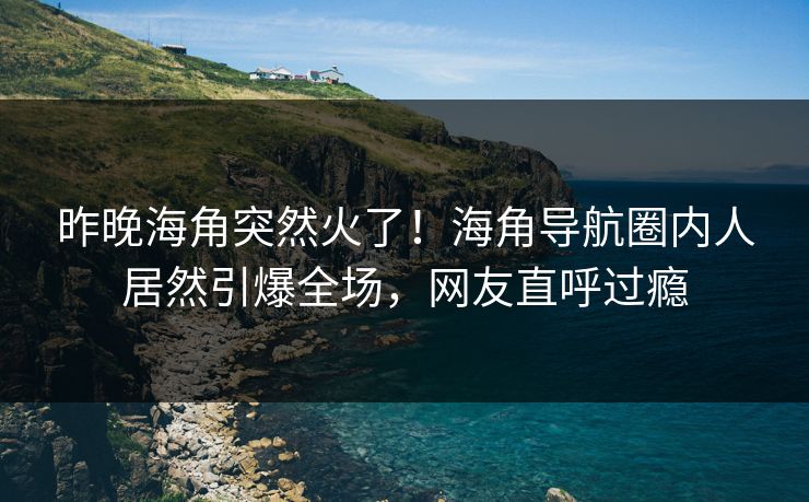 昨晚海角突然火了！海角导航圈内人居然引爆全场，网友直呼过瘾