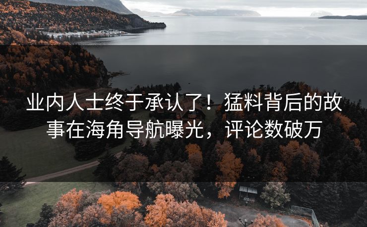 业内人士终于承认了！猛料背后的故事在海角导航曝光，评论数破万