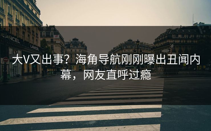 大V又出事？海角导航刚刚曝出丑闻内幕，网友直呼过瘾