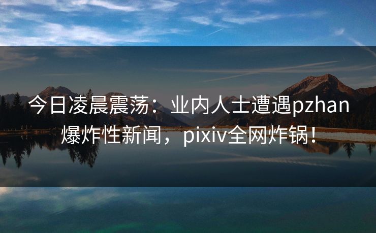 今日凌晨震荡：业内人士遭遇pzhan爆炸性新闻，pixiv全网炸锅！