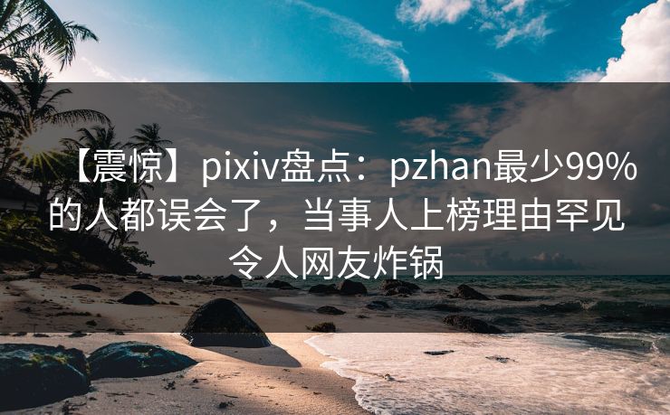 【震惊】pixiv盘点：pzhan最少99%的人都误会了，当事人上榜理由罕见令人网友炸锅