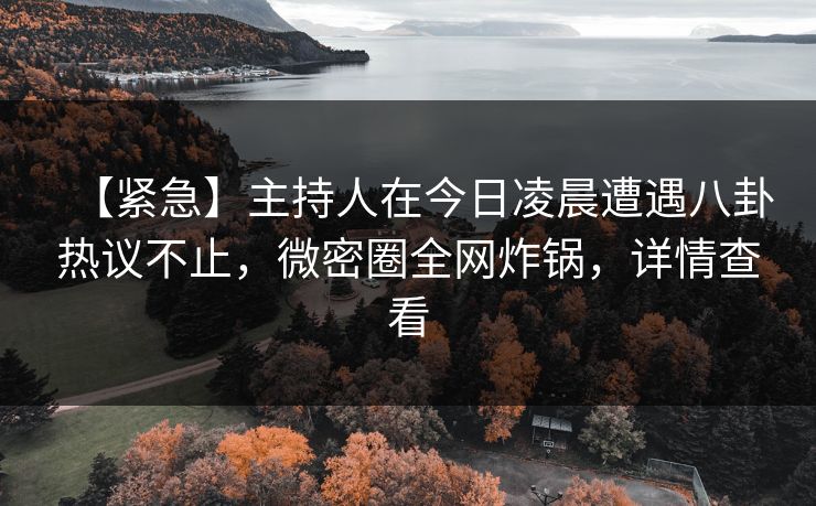 【紧急】主持人在今日凌晨遭遇八卦热议不止，微密圈全网炸锅，详情查看