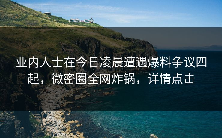 业内人士在今日凌晨遭遇爆料争议四起，微密圈全网炸锅，详情点击
