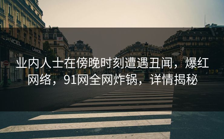 业内人士在傍晚时刻遭遇丑闻，爆红网络，91网全网炸锅，详情揭秘