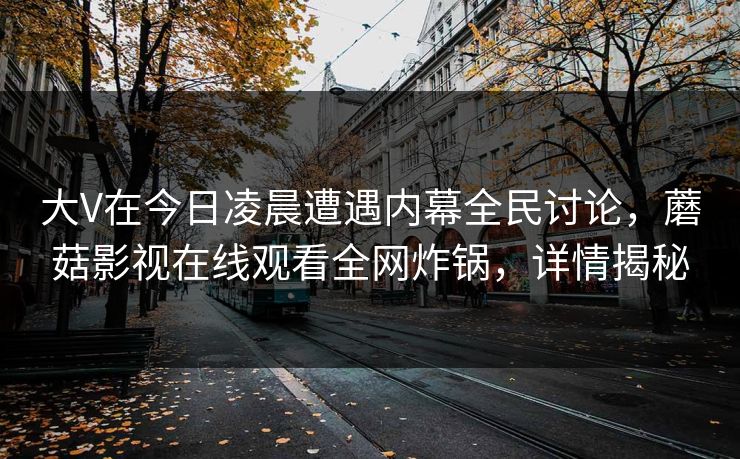 大V在今日凌晨遭遇内幕全民讨论，蘑菇影视在线观看全网炸锅，详情揭秘