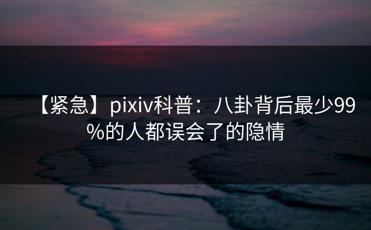 【紧急】pixiv科普：八卦背后最少99%的人都误会了的隐情