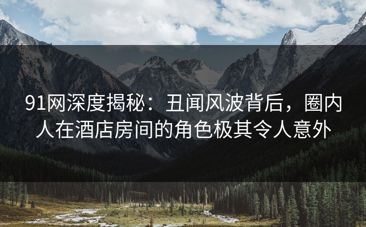 91网深度揭秘：丑闻风波背后，圈内人在酒店房间的角色极其令人意外