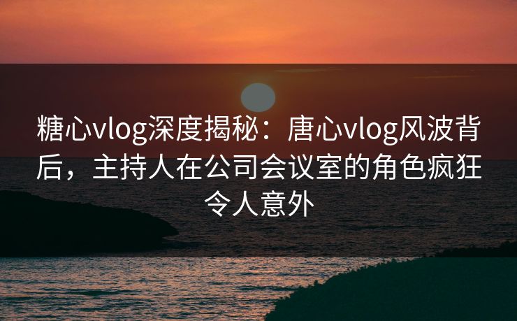 糖心vlog深度揭秘：唐心vlog风波背后，主持人在公司会议室的角色疯狂令人意外
