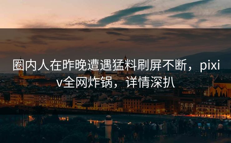 圈内人在昨晚遭遇猛料刷屏不断，pixiv全网炸锅，详情深扒