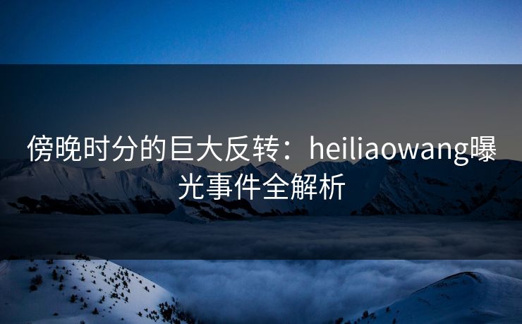 傍晚时分的巨大反转：heiliaowang曝光事件全解析