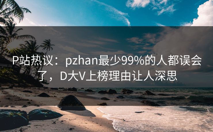 P站热议：pzhan最少99%的人都误会了，D大V上榜理由让人深思