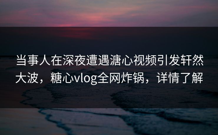 当事人在深夜遭遇溏心视频引发轩然大波，糖心vlog全网炸锅，详情了解