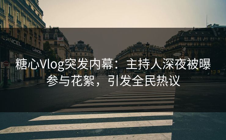 糖心Vlog突发内幕:主持人深夜被曝参与花絮,引发全民热议 糖心Vlog突发内幕:主持人深夜被曝参与花絮,引发全民热议
