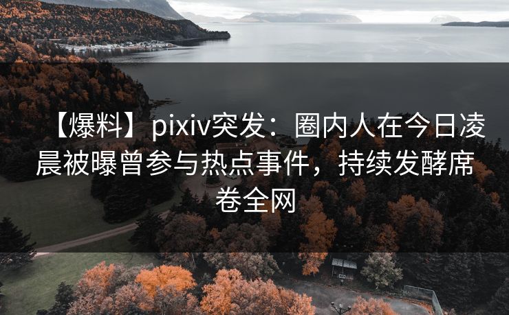 【爆料】pixiv突发：圈内人在今日凌晨被曝曾参与热点事件，持续发酵席卷全网