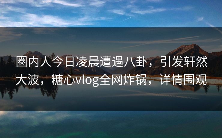 圈内人今日凌晨遭遇八卦，引发轩然大波，糖心vlog全网炸锅，详情围观